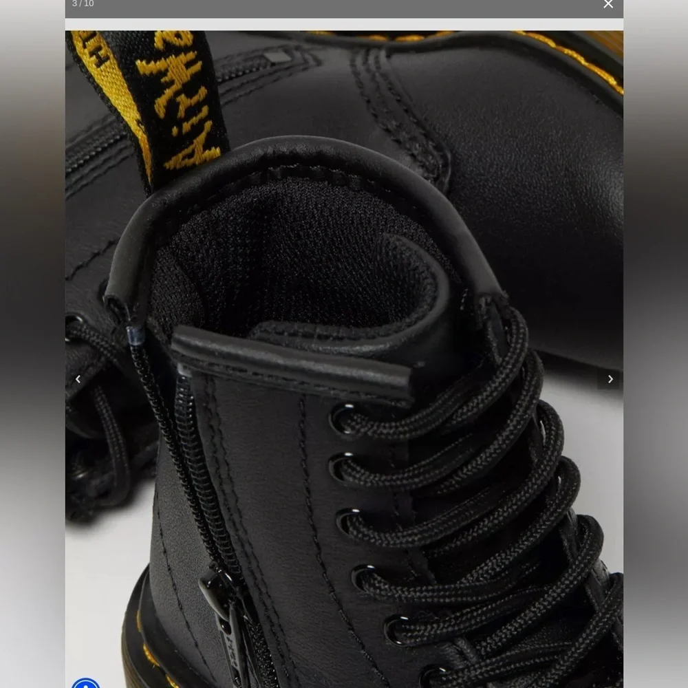 Dr. Martens Toddler Softy T Leather Black Lace Up Boots Size 12 Unisex New